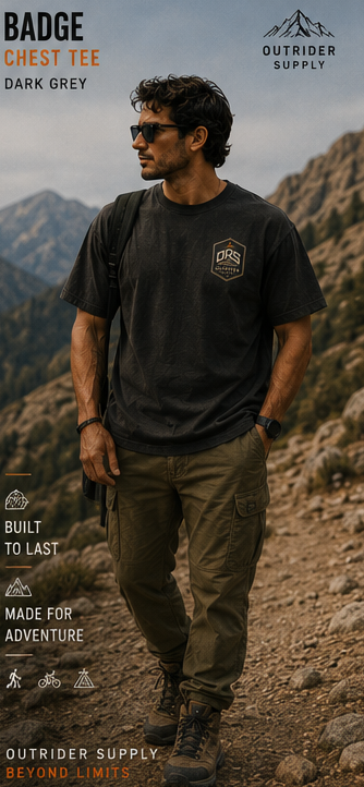 Badge chest tee in dark grey